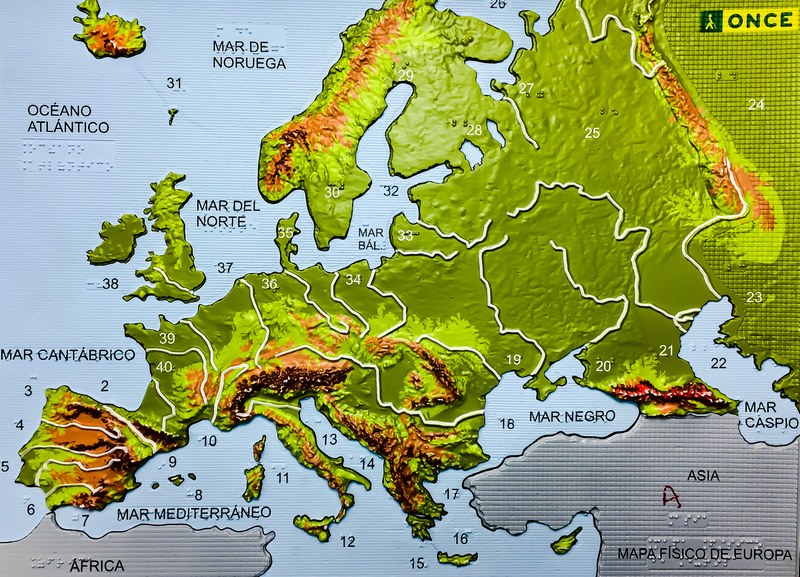 Imagen Mapa físico de Europa en relieve