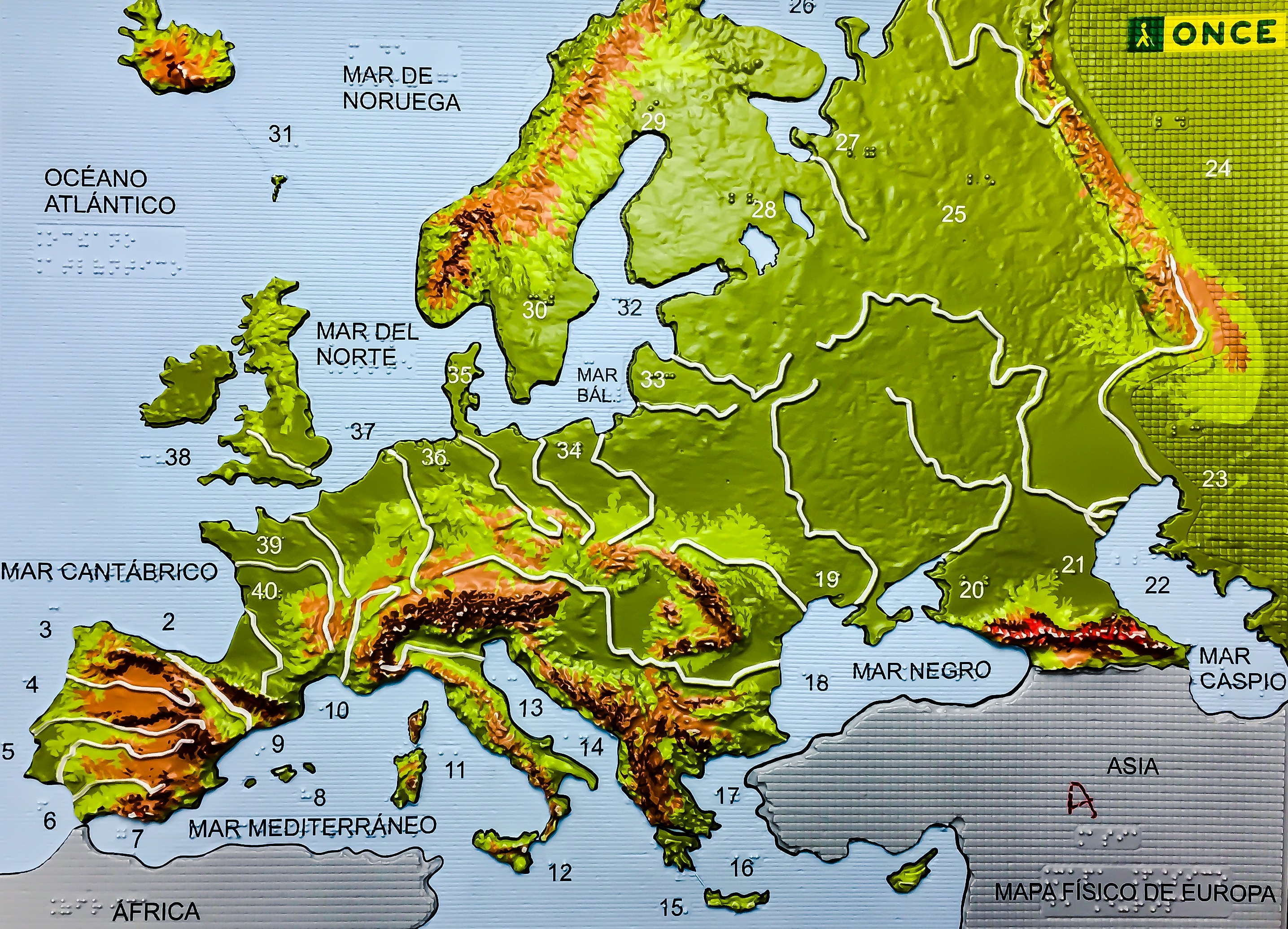 Imagen Mapa físico de Europa en relieve