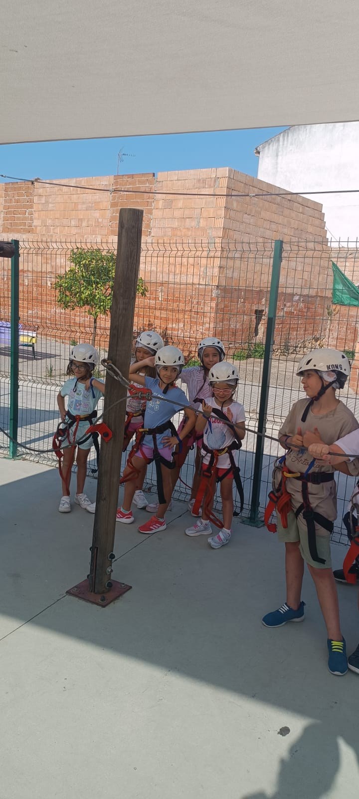 6 participantes en una actividades de escalada.