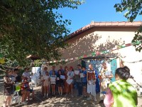 Ganadores del concurso DeportivONCE con los representantes de la Visita Institucional.