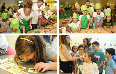 Collage con imágenes de los niños realizando distintas actividades